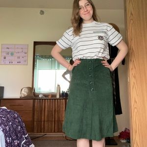 Vintage Forest Green Corduroy Skirt